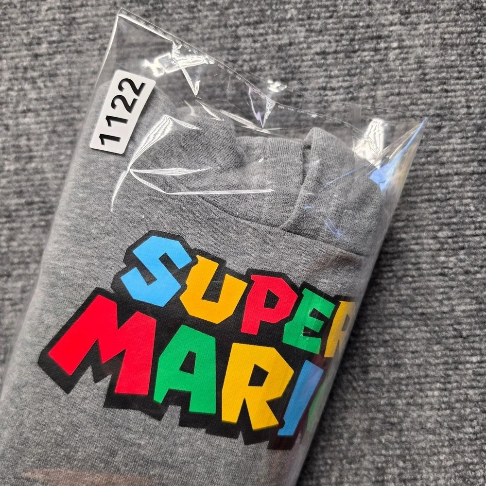 Old Navy Kids Super Mario Hoodie‎ Size XS 5 Gray Nintendo Pullover Sweatshirt